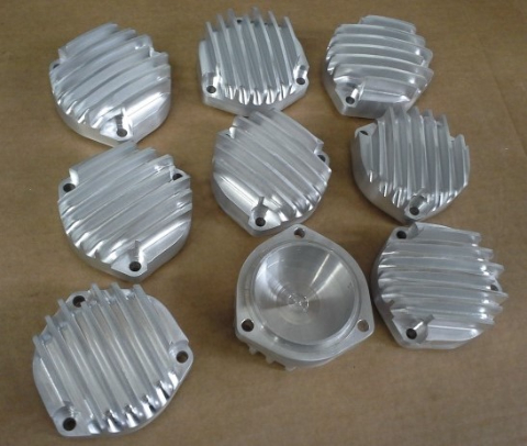 Custom finned valve & ignition covers for Yamaha XS650 engine.